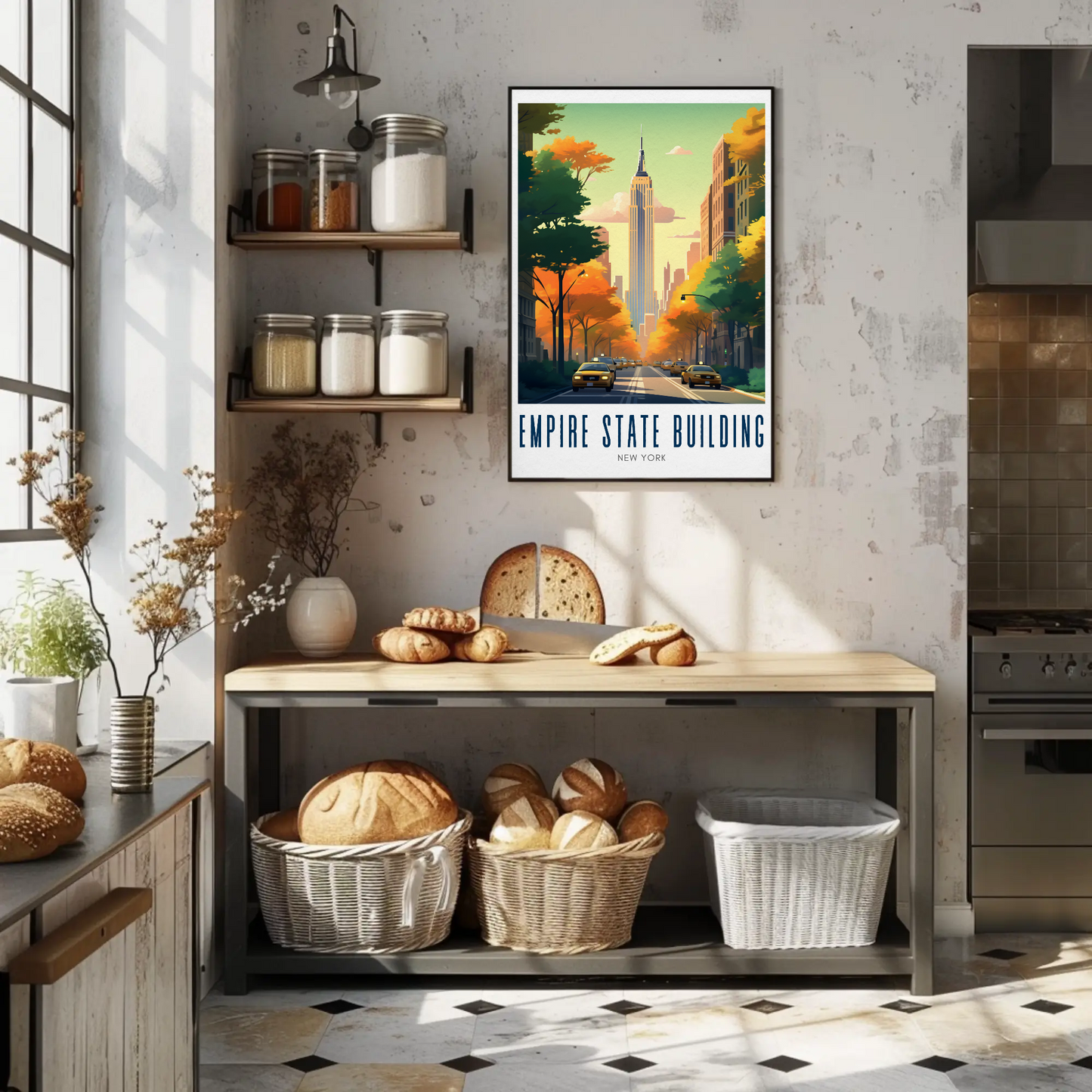 Empire State Building Autumn New York Street Poster