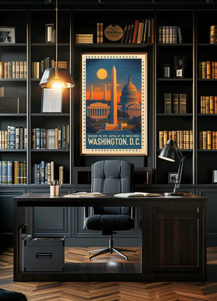 Washington D.C. Landmarks Vintage Travel Poster