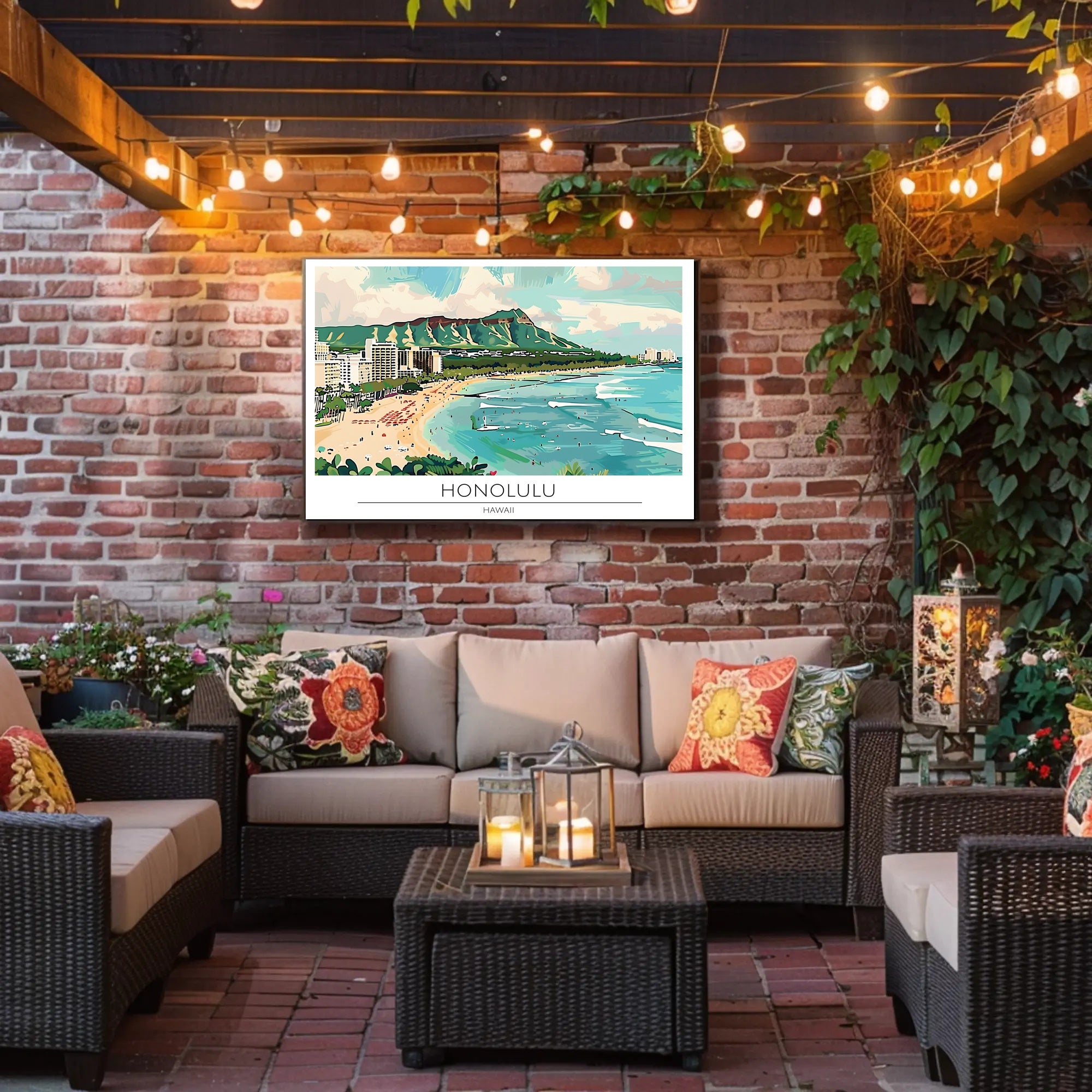 Honolulu Beach Scene Poster