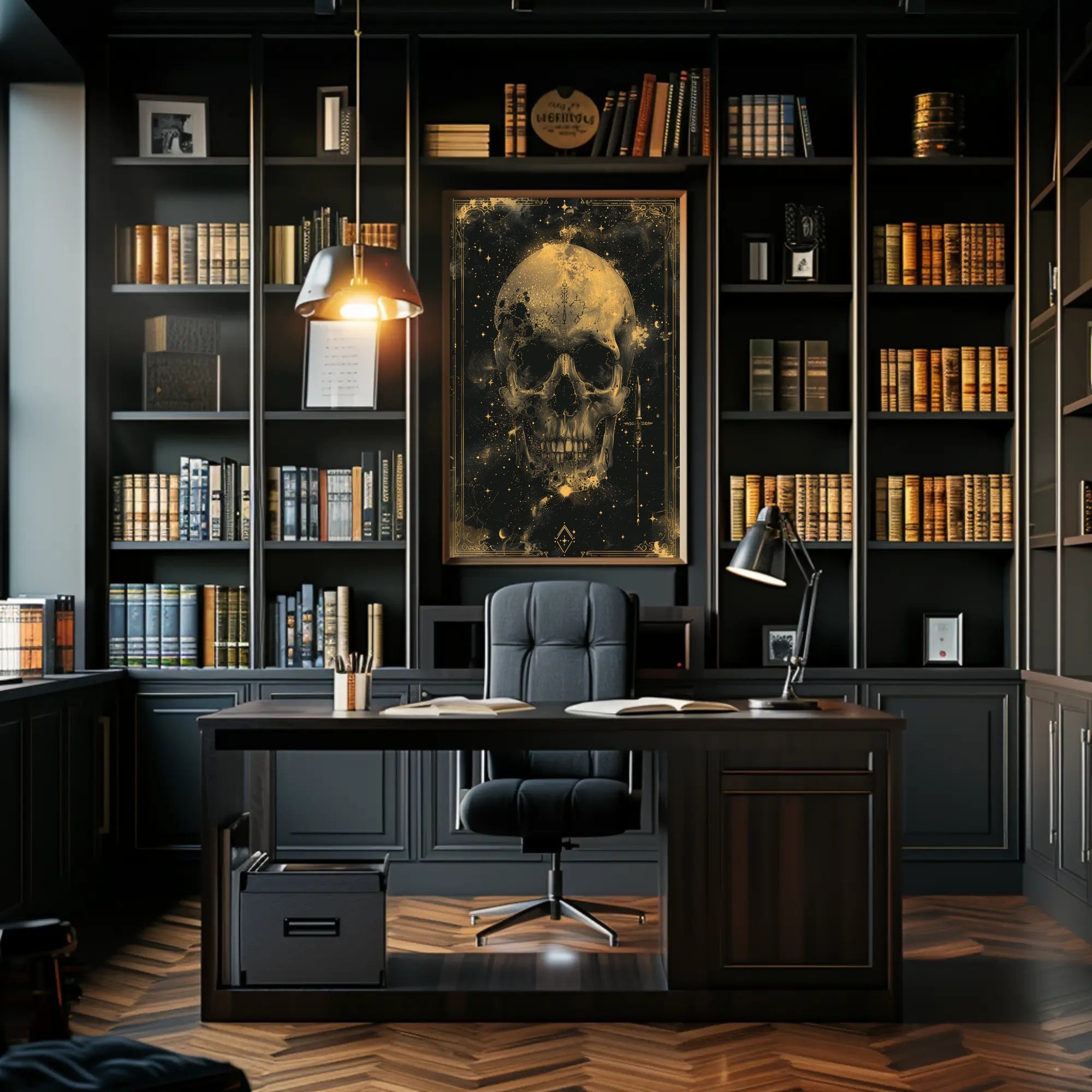 Cosmic Skull: Mystical Celestial Art Poster PosterGoat