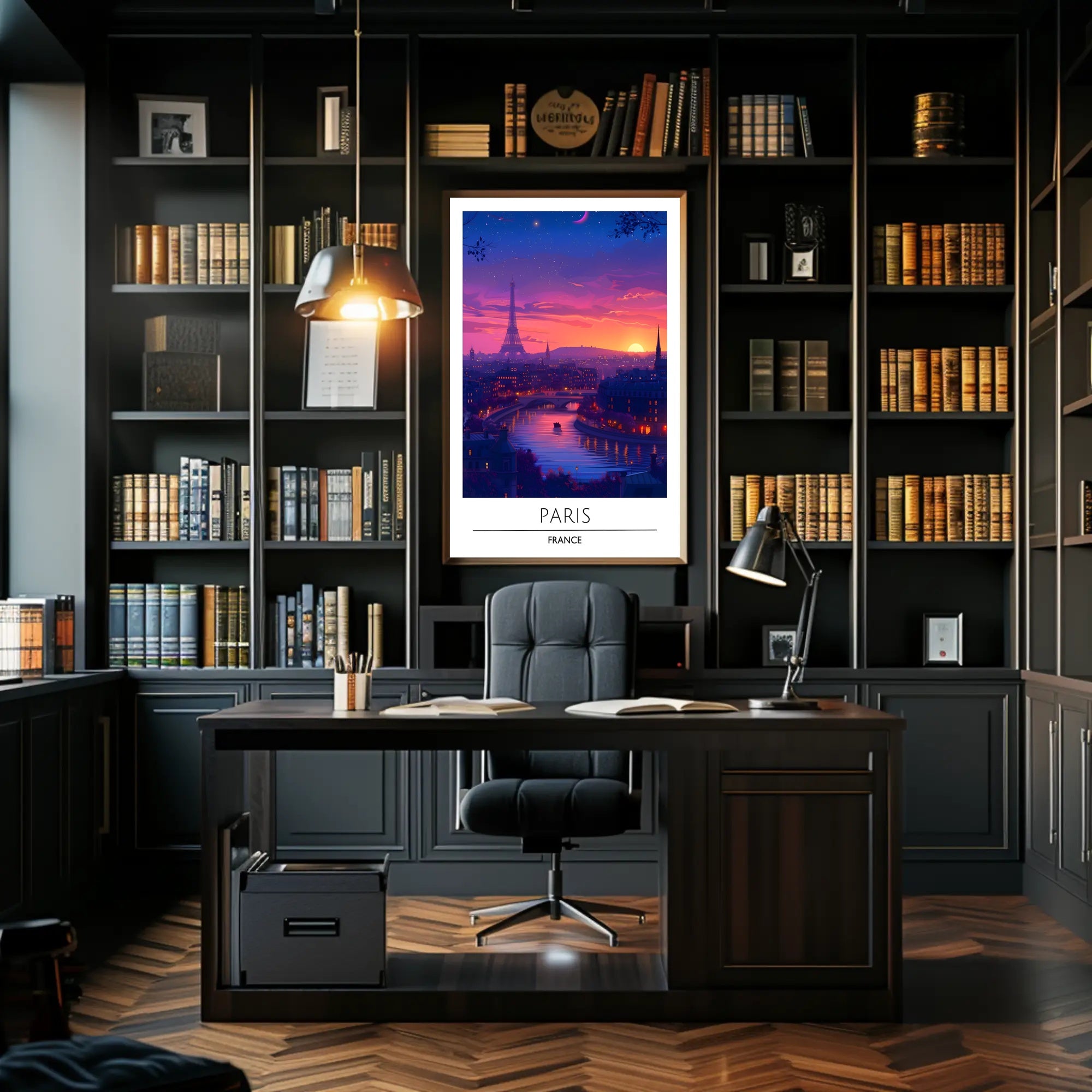 Paris Sunset with Eiffel Tower Urban or Cityscape Poster