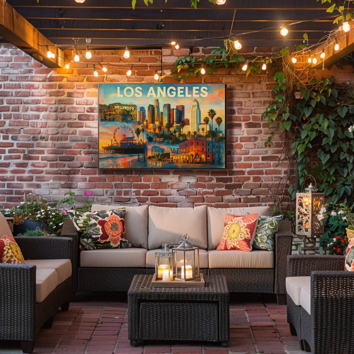 Los Angeles Landmarks Line Art Urban Poster