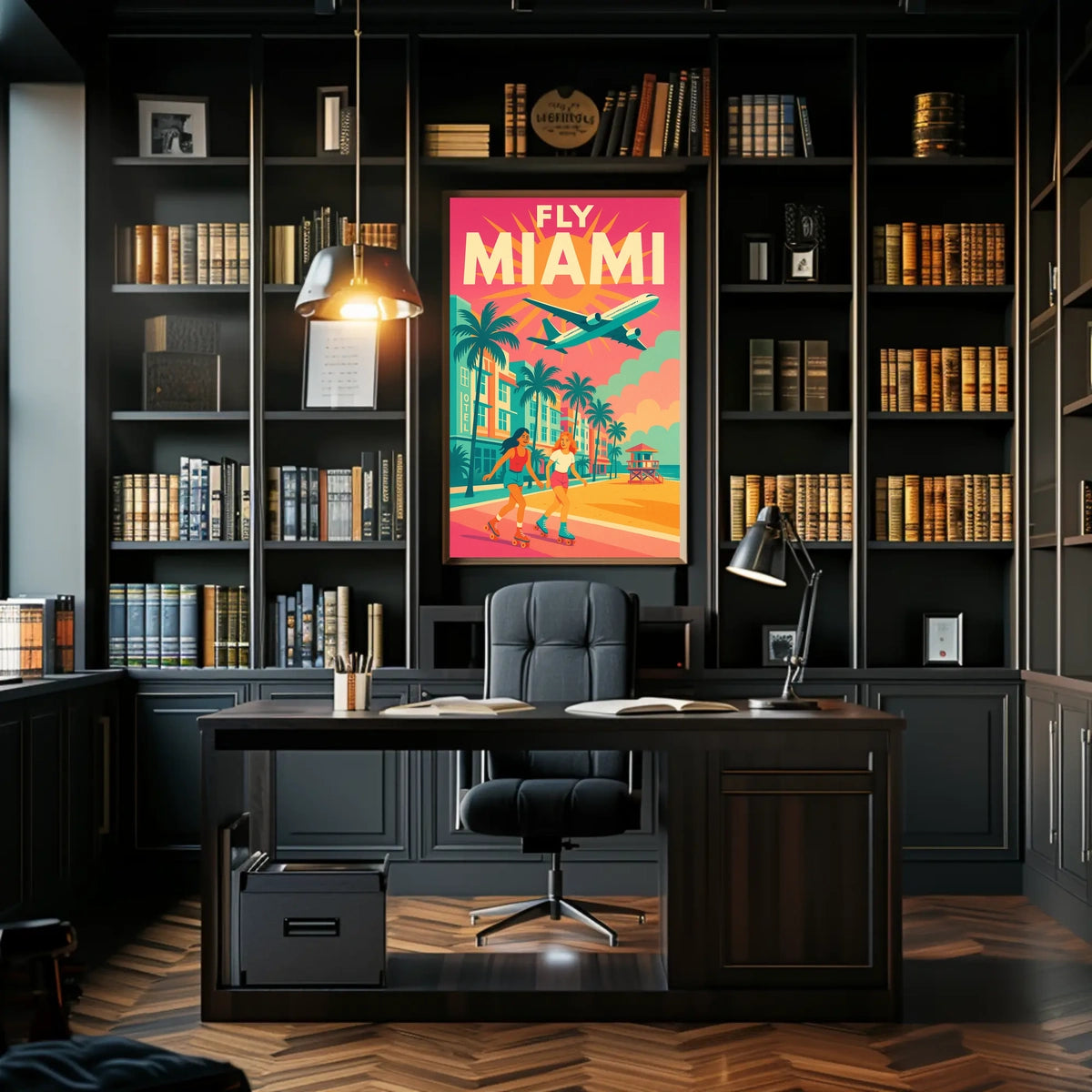 Miami Roller Skating Adventure Travel Poster