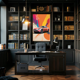 Luxury Sports Car Vibrant Abstract, Artistic, or Pop Culture Poster