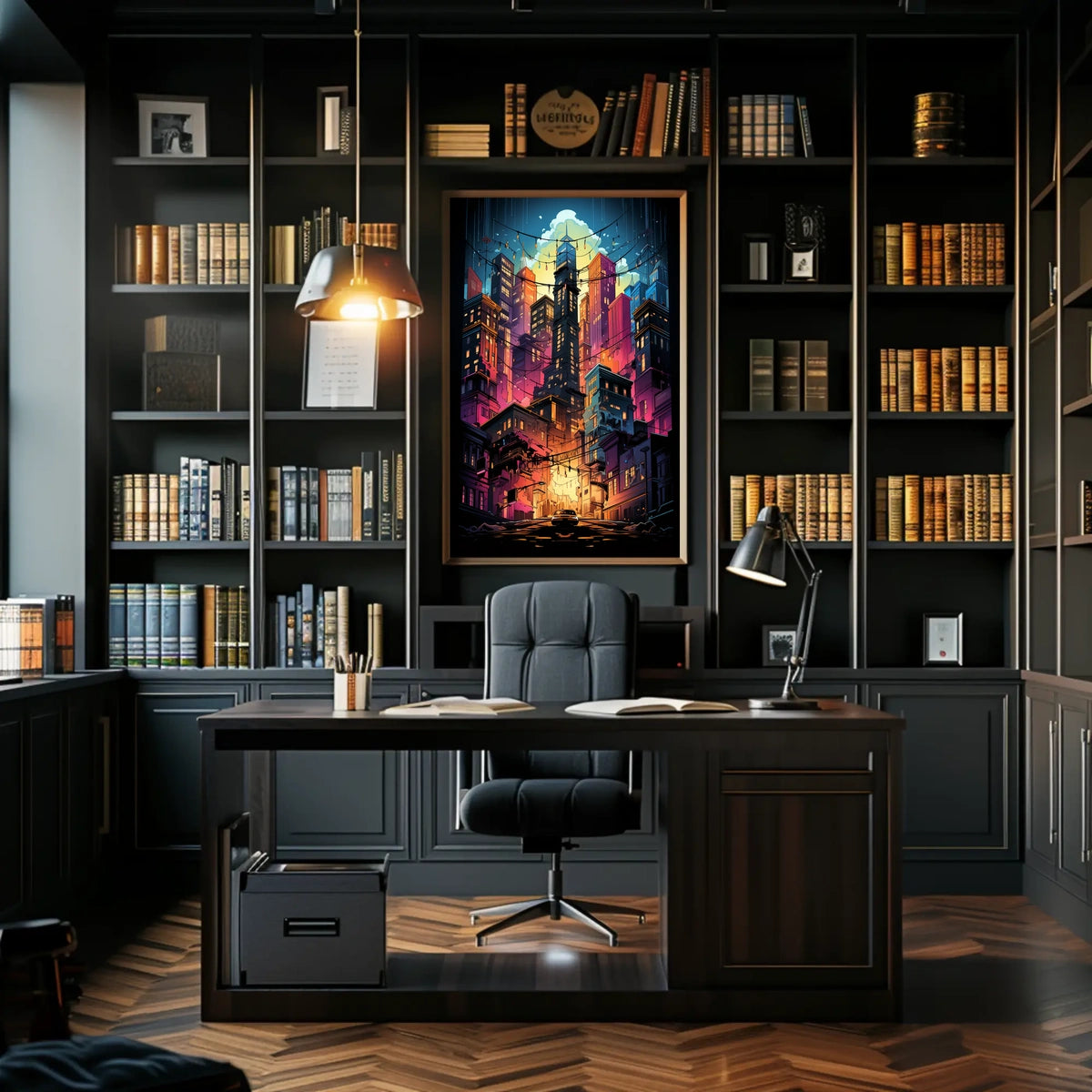 Vibrant Cityscape At Dusk Poster