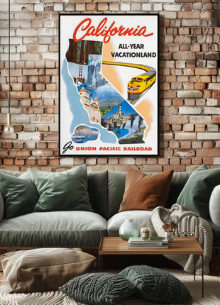California All-Year Vacationland Union Pacific Railroad (1950s) Poster
