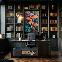 Vibrant Mushroom Illustration Enchanting Fantasy or Mythology Poster