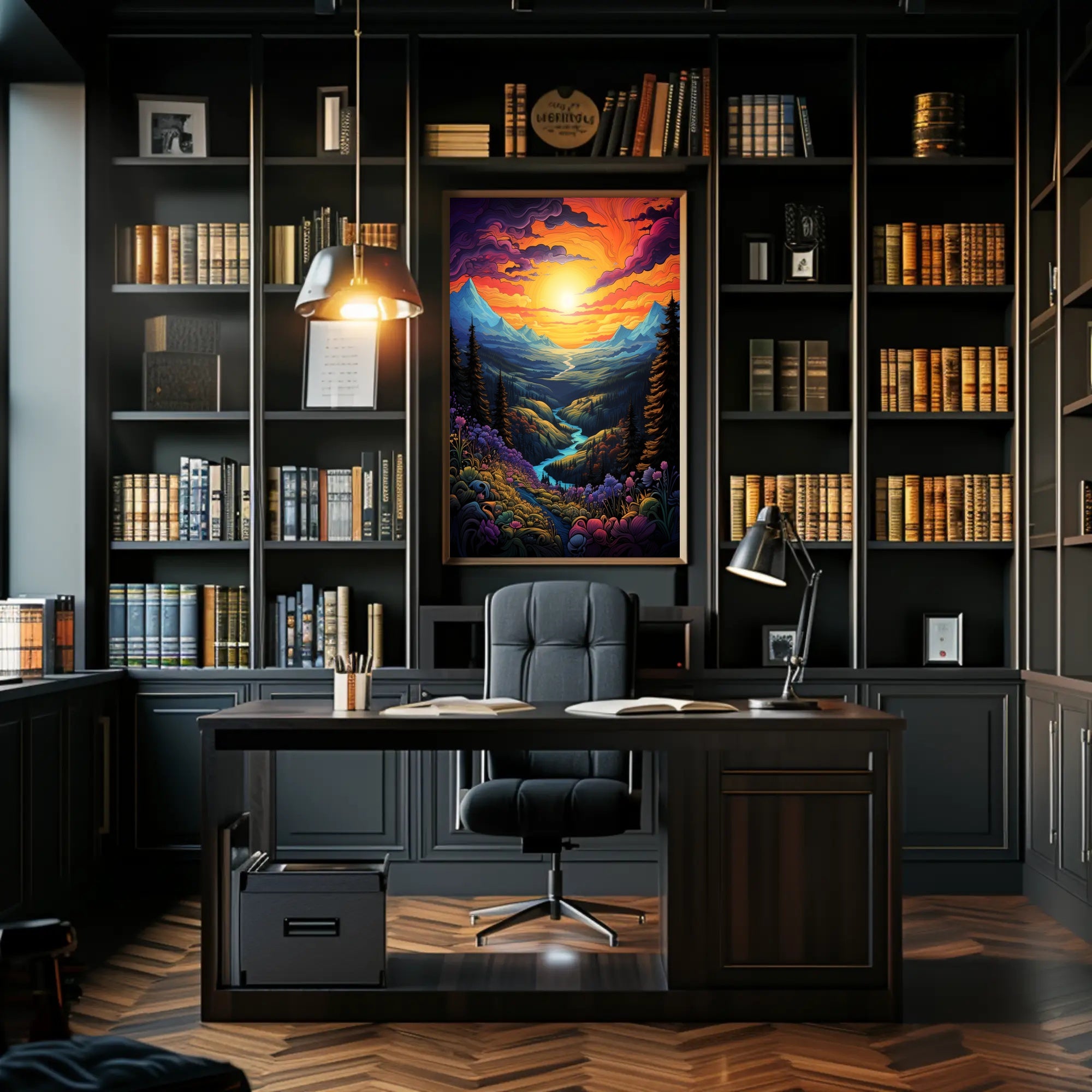 Vibrant Fantasy Landscape Sunrise Sunset National Park Poster