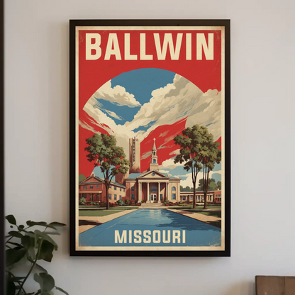 Ballwin Missouri Church Centerpiece Vintage Travel Poster