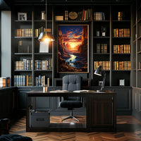 Sunset Over Canyon Poster