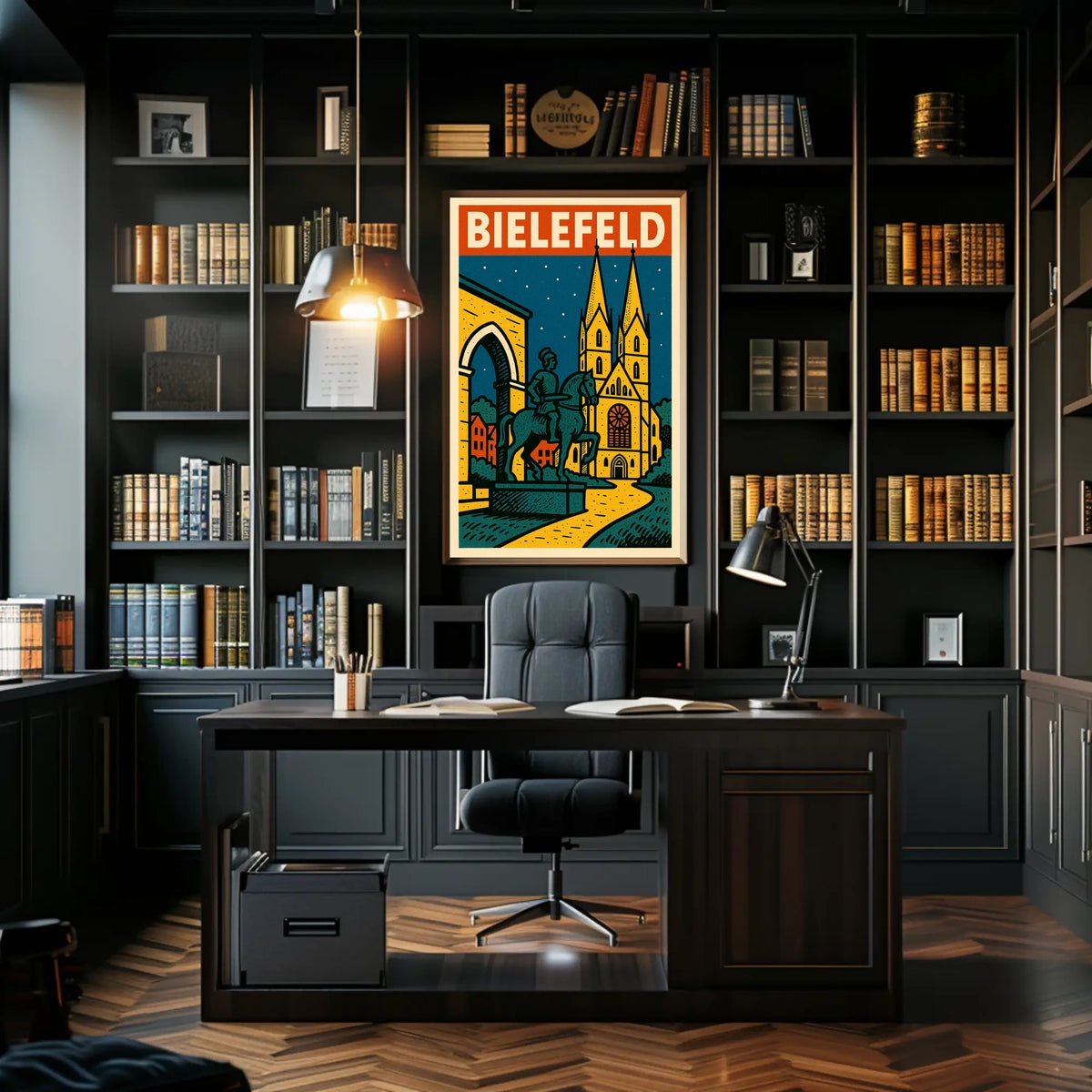 Bielefeld A Nighttime Cityscape Poster