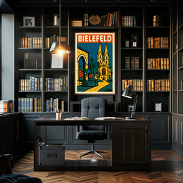 Bielefeld A Nighttime Cityscape Poster