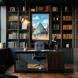 Louvre Pyramid Paris Art Poster: Modern & Vibrant