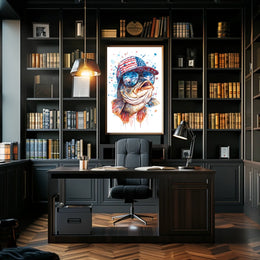 Bass Fish Wearing Backwards Snapback Cap Art Poster