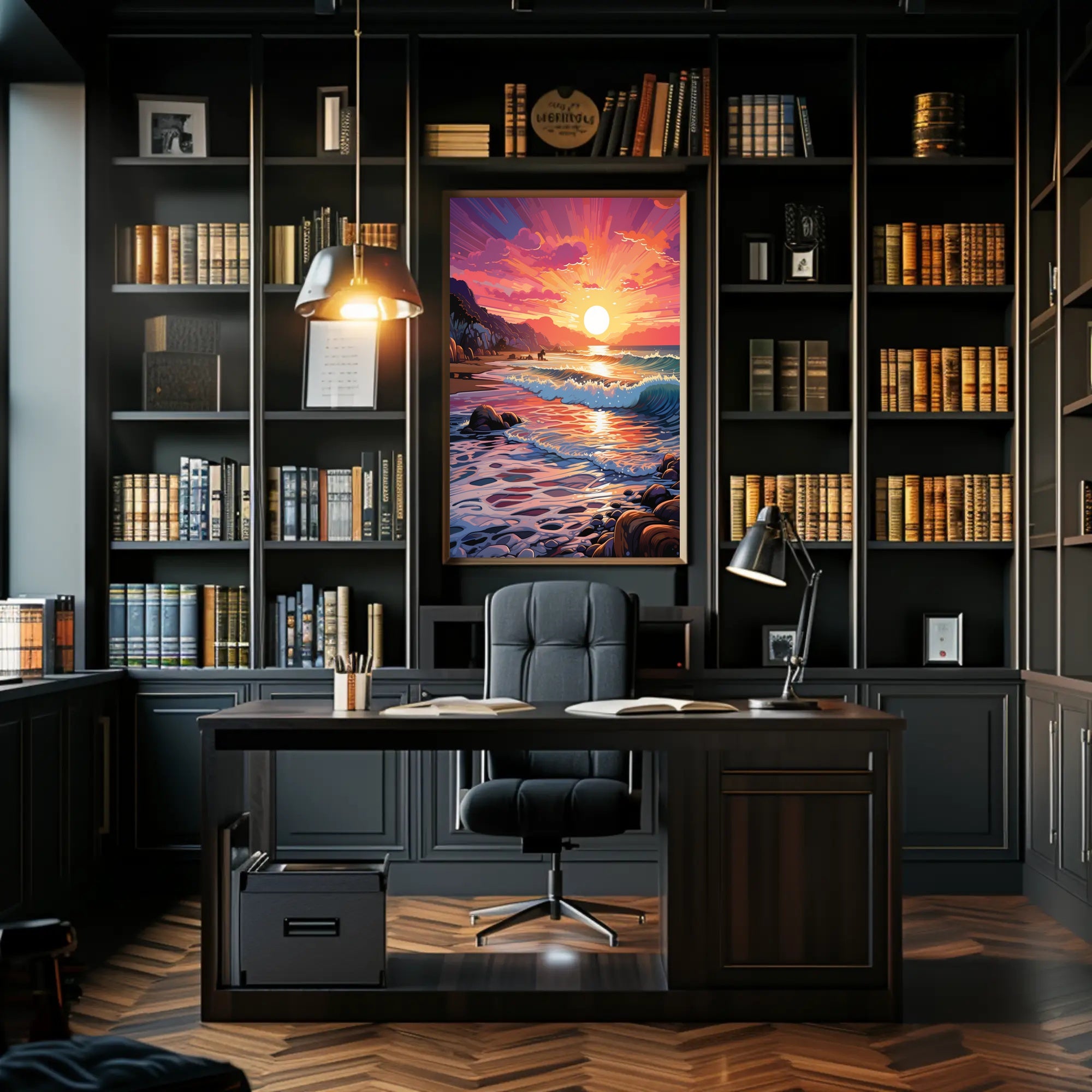 Vibrant Coastal Sunset Poster PosterGoat