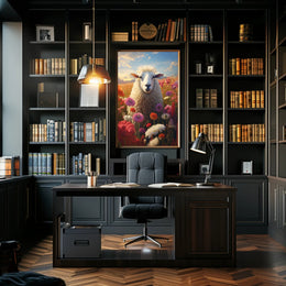 Serene Sheep In Bloom Poster PosterGoat