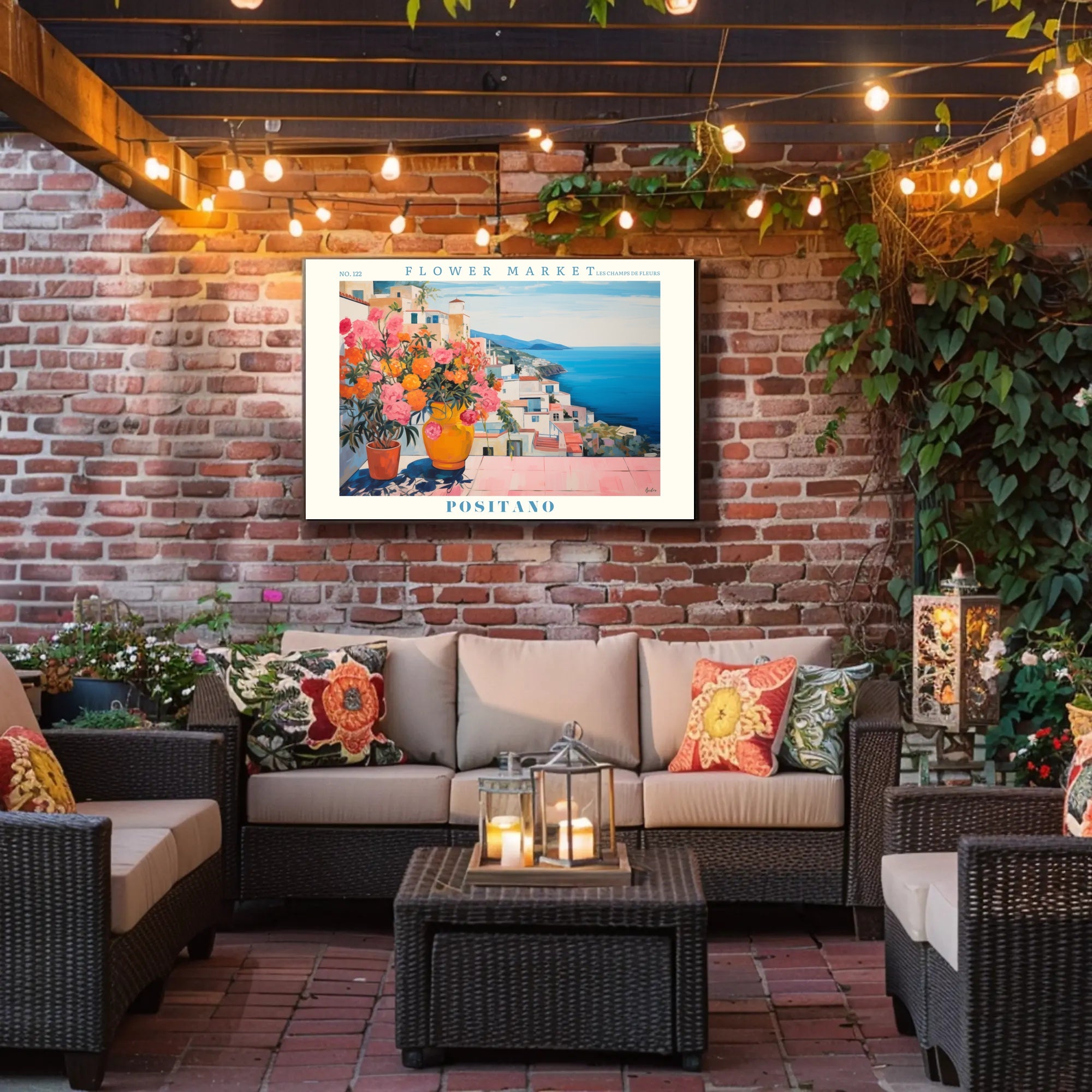 Positano's Vibrant Scenic View: Travel Poster