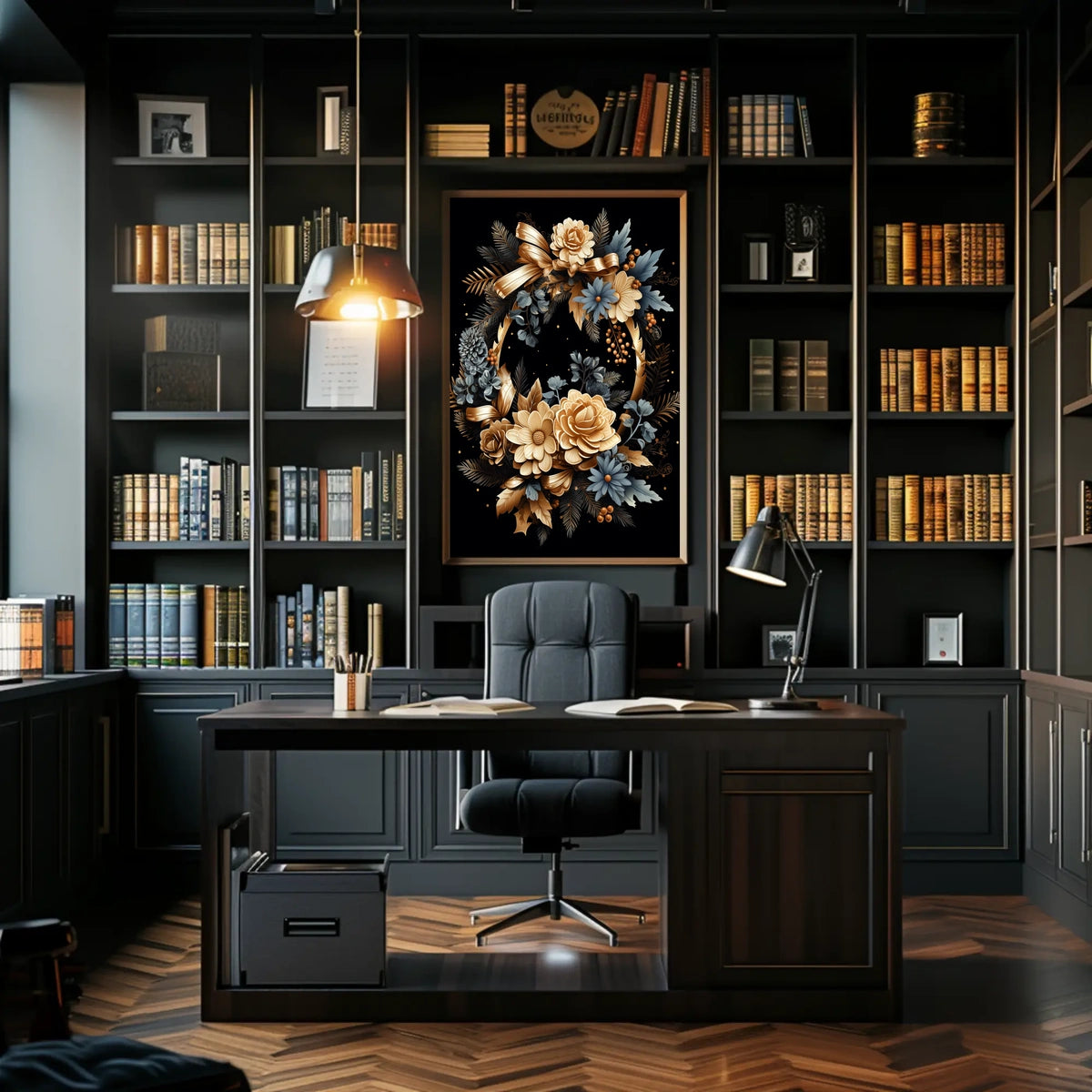 Luxurious Floral Wreath Artwork Print - Abstract or Artistic Poster