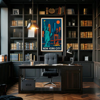 New York City Iconic Landmarks Poster Geometric Wall Art