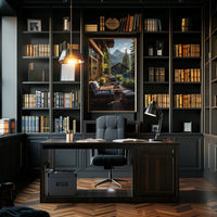 Serene Mountain Retreat Photorealistic Travel Poster