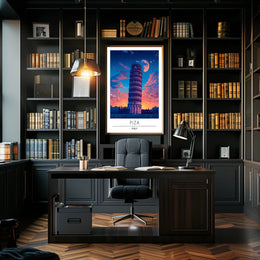 Leaning Tower of Pisa Vibrant Art Travel Poster