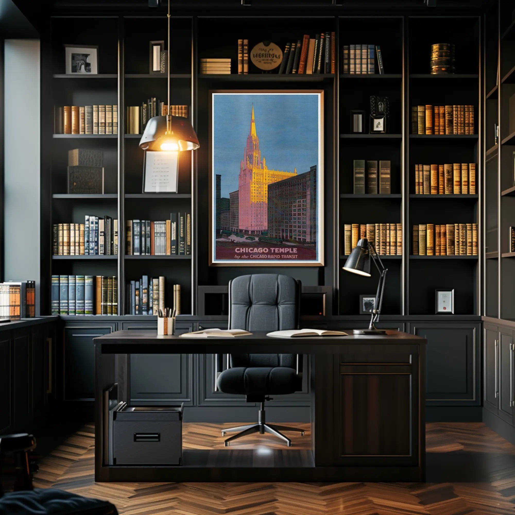 Chicago Temple by the Chicago Rapid Transit Poster PosterGoat
