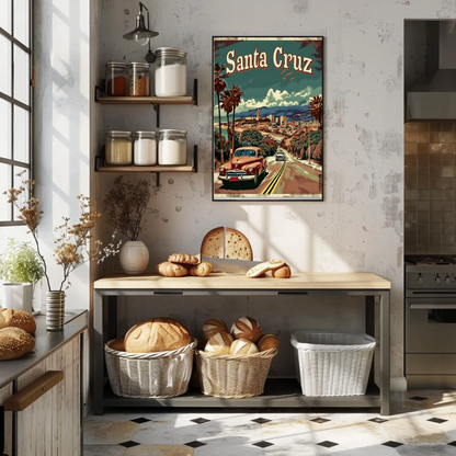 Santa Cruz Classic Car and Coast Travel Poster