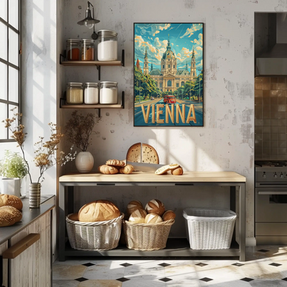 Vienna Austria Grand Palace Domes Road Travel Poster