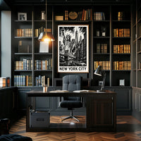Iconic New York City Poster Monochrome Skyline For NYC Home