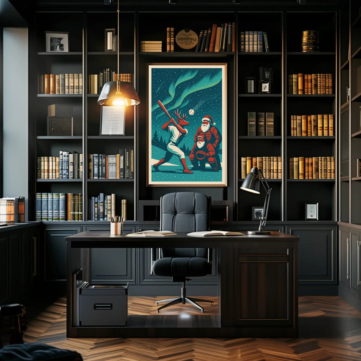 Reindeer Baseball Night Poster