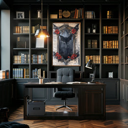 Gothic Bat Dark Roses Artistic Pop Culture Poster