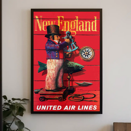 Vintage New England Travel Poster by United Air Lines