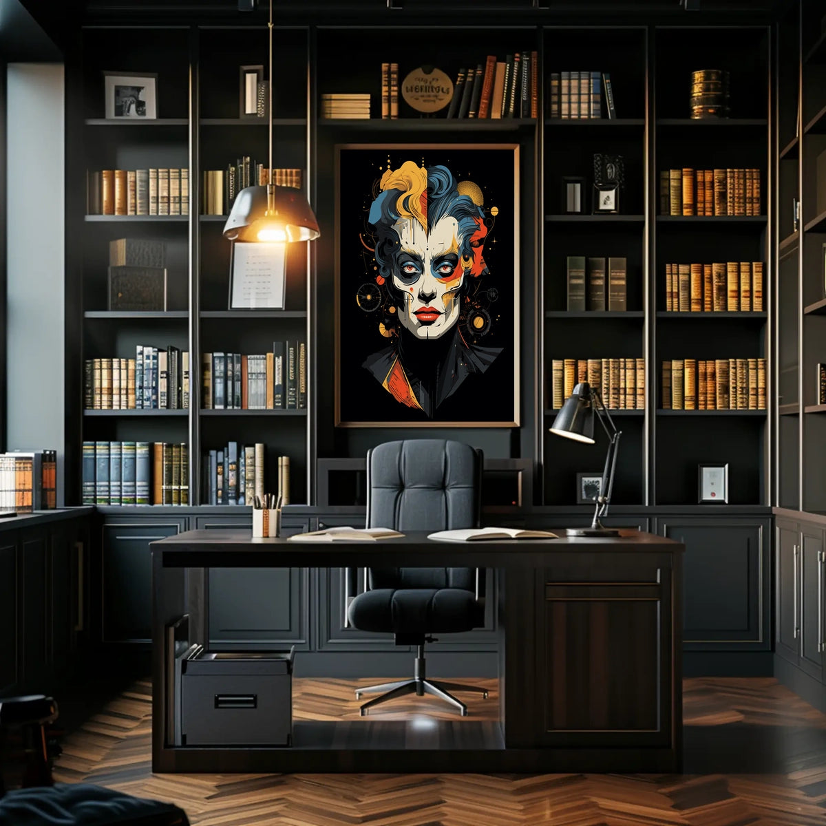 Abstract Artistic Poster with Geometric Shapes and Bold Colors