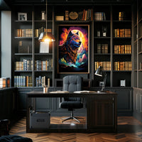 Majestic Wolf Psychedelic Landscape Art Poster
