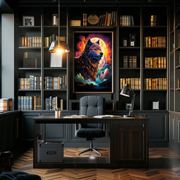 Majestic Wolf Psychedelic Landscape Art Poster