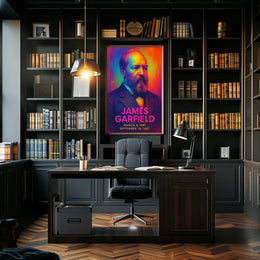 James A. Garfield 20th President of the United States Neon Gradient Overlay Poster