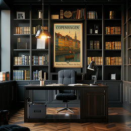 Copenhagen's Vibrant Waterfront Vintage Travel Poster