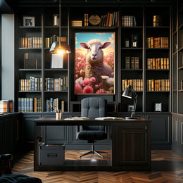 Serene Sheep In Blooming Meadow Poster PosterGoat