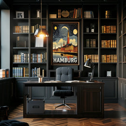 Hamburg A Nighttime Cityscape Poster