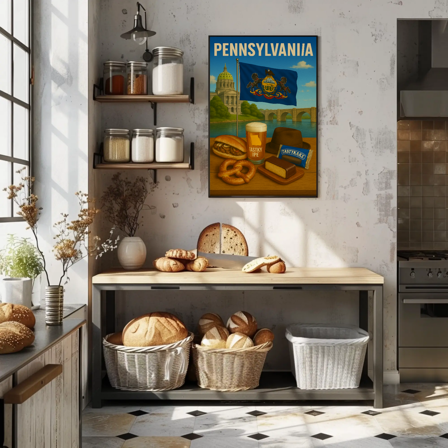 Pennsylvania Pretzel TastyKake Capitol Sandwich Travel Poster