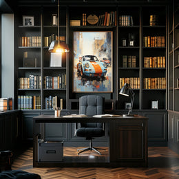 Vintage Racing Cars in Urban Setting Sports Poster