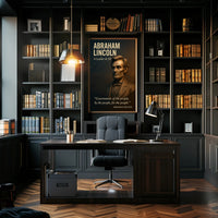 Abraham Lincoln 3D Portrait with Patriotic Quote Historical Poster PosterGoat