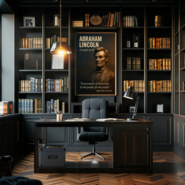 Abraham Lincoln 3D Portrait with Patriotic Quote Historical Poster PosterGoat