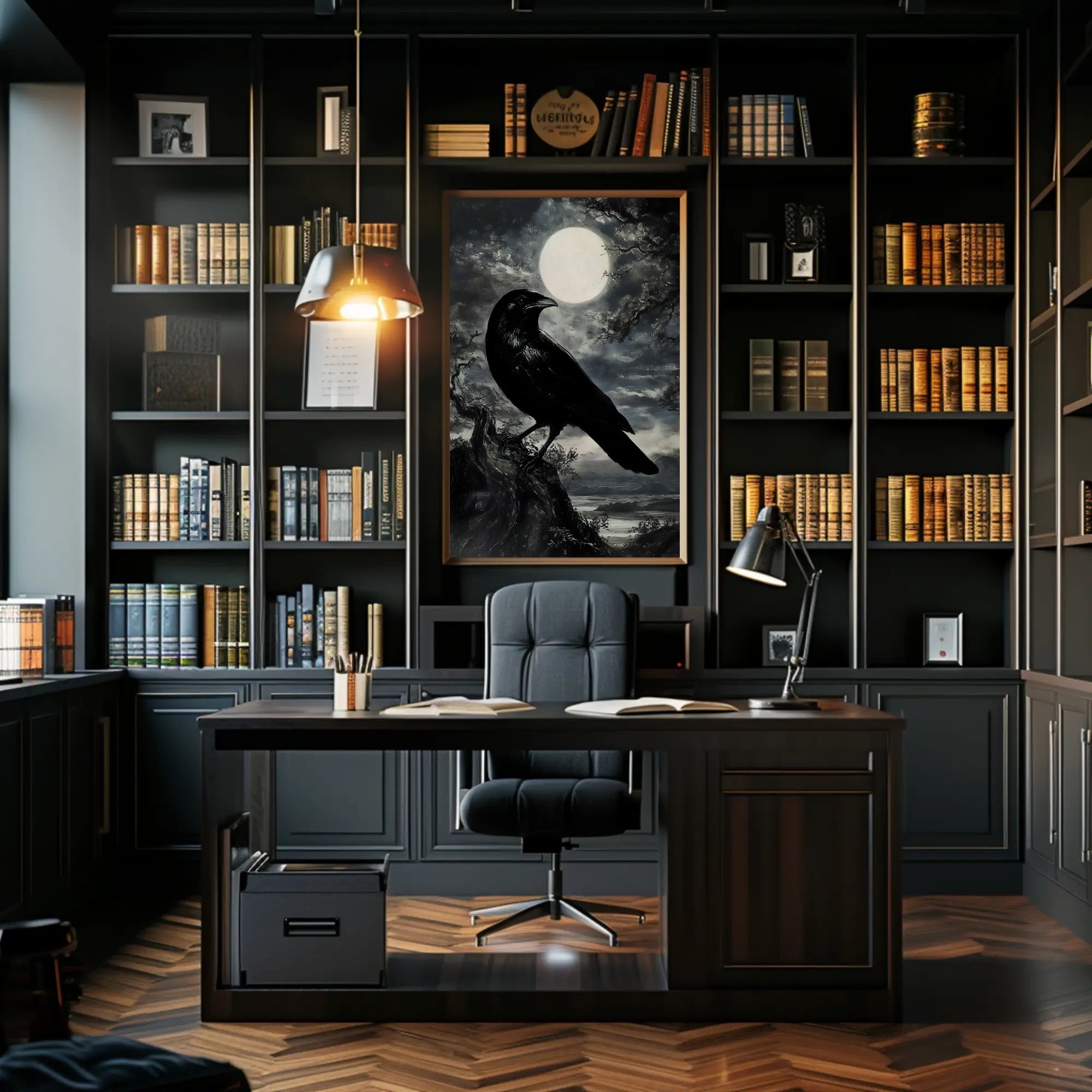 Mystical Crow in Moonlight Animal Poster PosterGoat