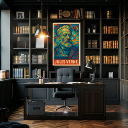 Jules Verne Mosaic Portrait Art Poster - Pop Culture Poster