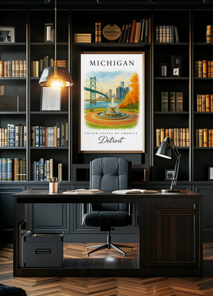 Michigan, Detroit Signature Series Vintage Travel Poster