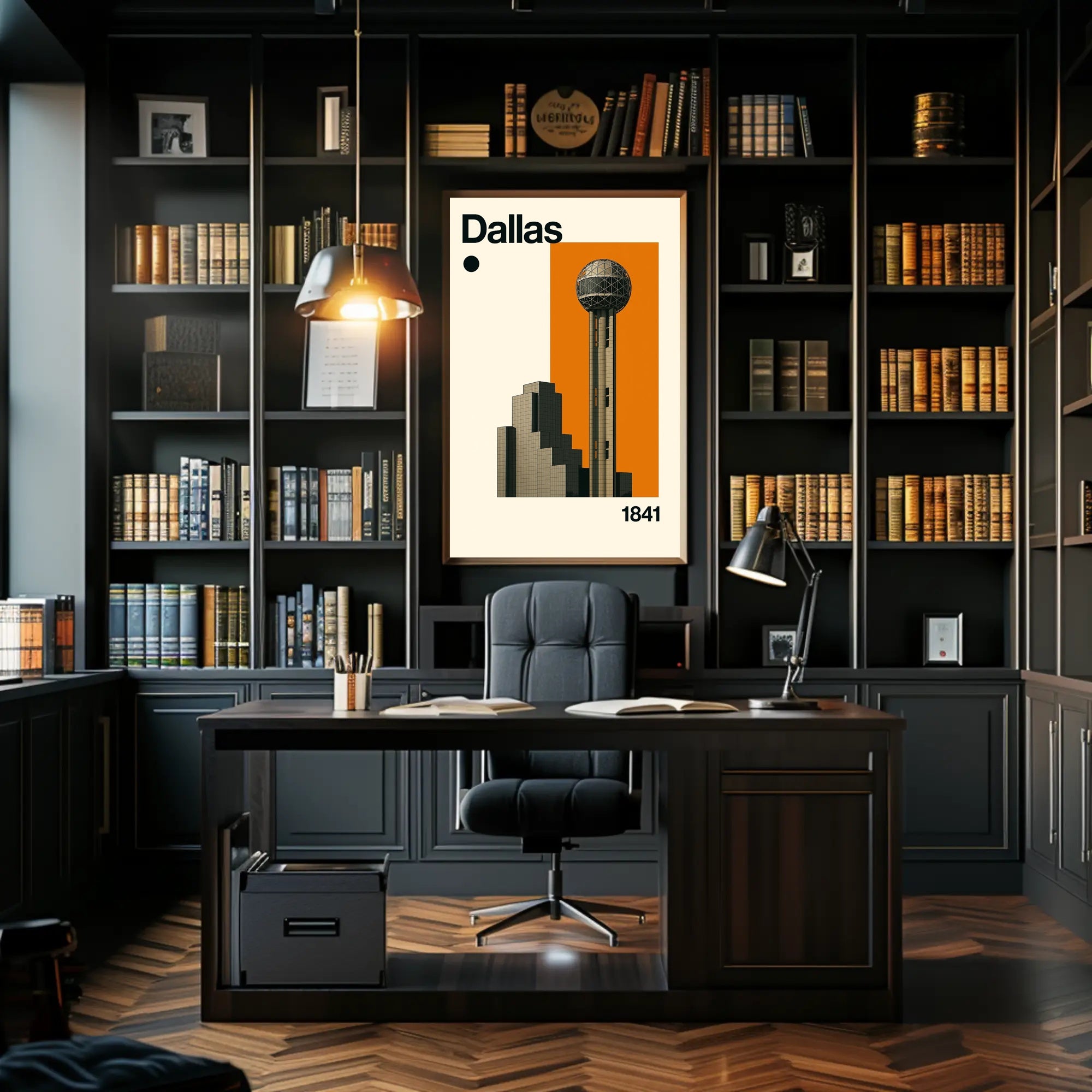 Dallas 1841 Architectural Cityscape Travel Poster