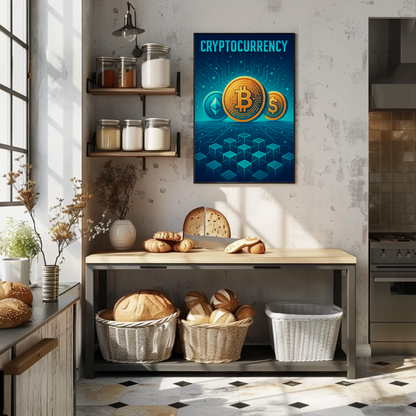 Cryptocurrency Futuristic Digital Tech Poster