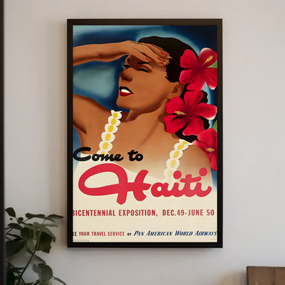 Haiti Vintage Poster Woman Flowers