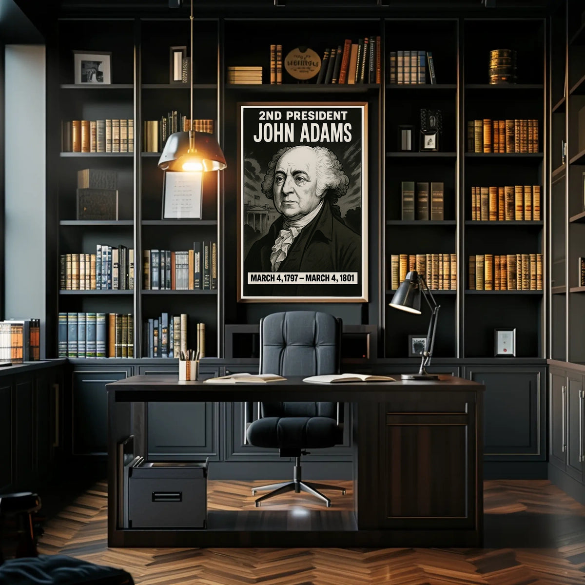 John Adams Presidential Heritage Vintage Colonial Era Scenic Wall Art Print Poster